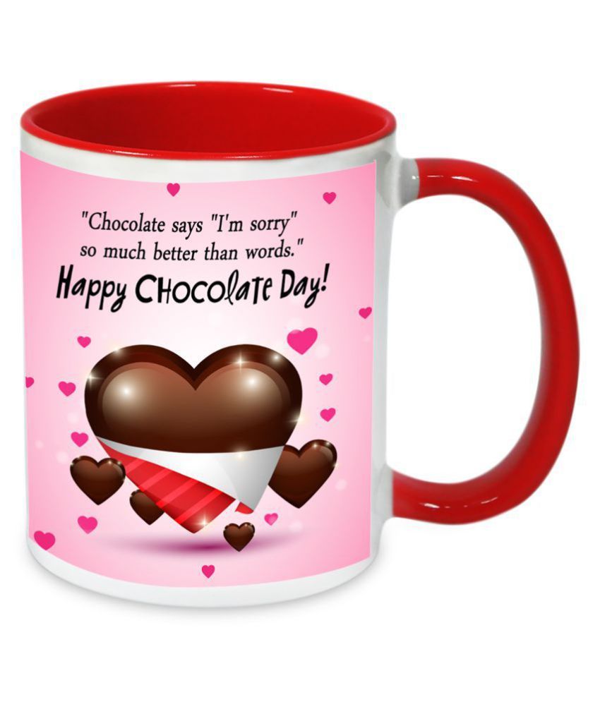 Chocolate Say I am sorry Chocolate Day Valentines Day Rock Tile Frame & Mug Hamper with 5 Roses
