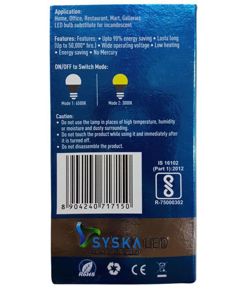 Syska 12W LED Bulbs Cool Day Light - Pack Of 6: Buy Syska 12W LED Bulbs ...