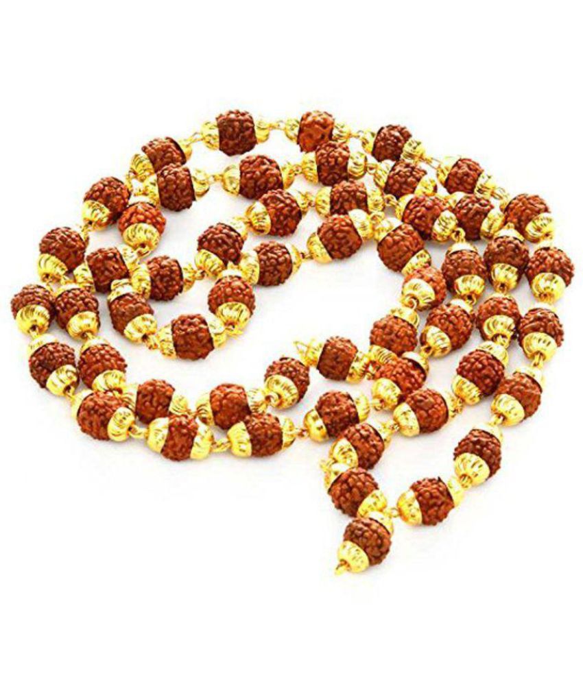     			Rudraksha 5 Mukhi Japa Mala Rosary With Golden Cap Hindu Meditationyoga - 54+1 beads