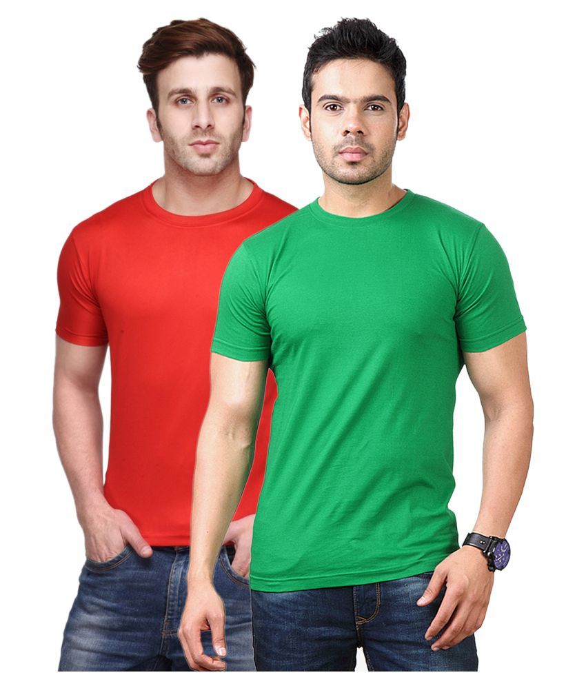     			Funky Guys Polyester Slim Fit Solid Half Sleeves Men's Round Neck T-Shirt - ( Pack of 2 )