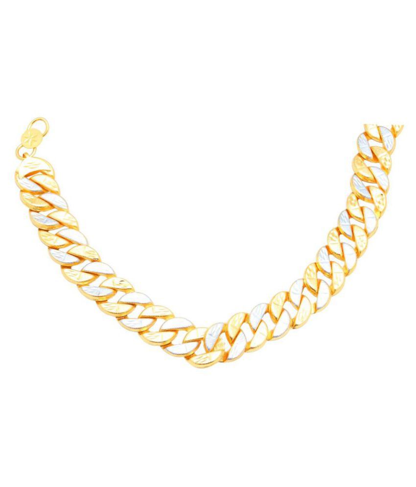     			DzineTrendz Dual tone Flat and broad necklace chain for Men and Women