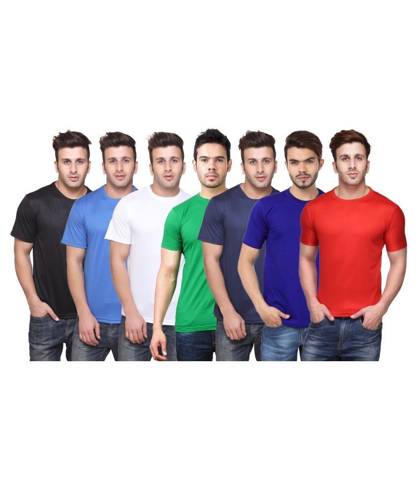     			Funky Guys Polyester Slim Fit Solid Half Sleeves Men's Round Neck T-Shirt - ( Pack of 7 )