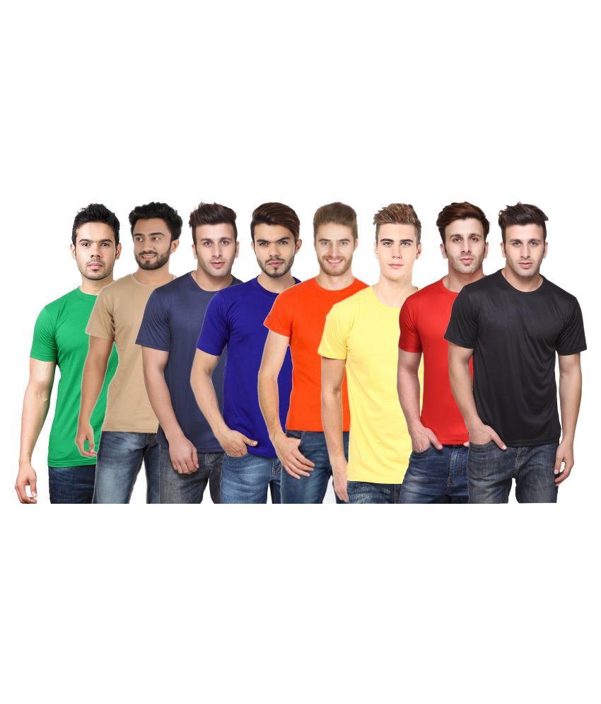     			Funky Guys Polyester Slim Fit Solid Half Sleeves Men's Round Neck T-Shirt - ( Pack of 8 )