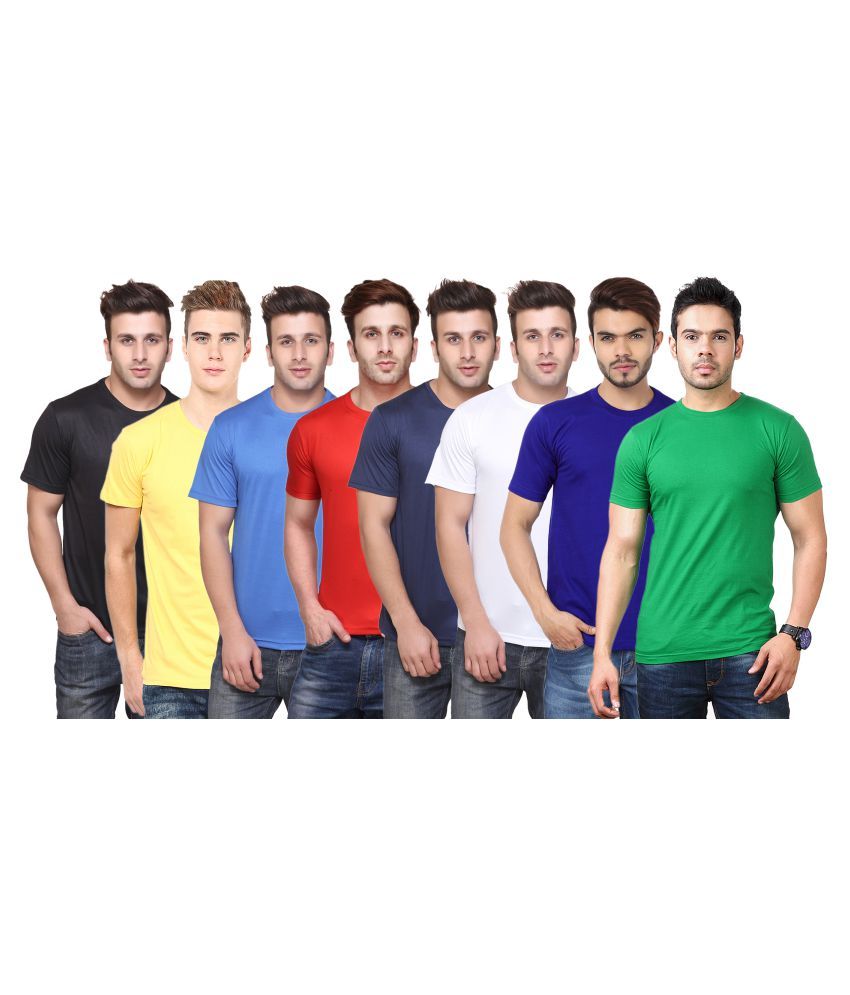     			Funky Guys Polyester Slim Fit Solid Half Sleeves Men's Round Neck T-Shirt - ( Pack of 8 )