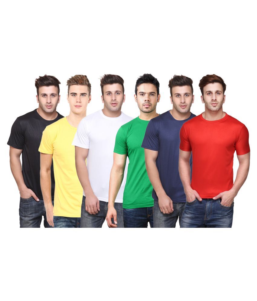     			Funky Guys Polyester Slim Fit Solid Half Sleeves Men's Round Neck T-Shirt - ( Pack of 6 )