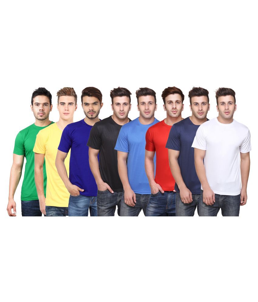     			Funky Guys Polyester Slim Fit Solid Half Sleeves Men's Round Neck T-Shirt - ( Pack of 8 )