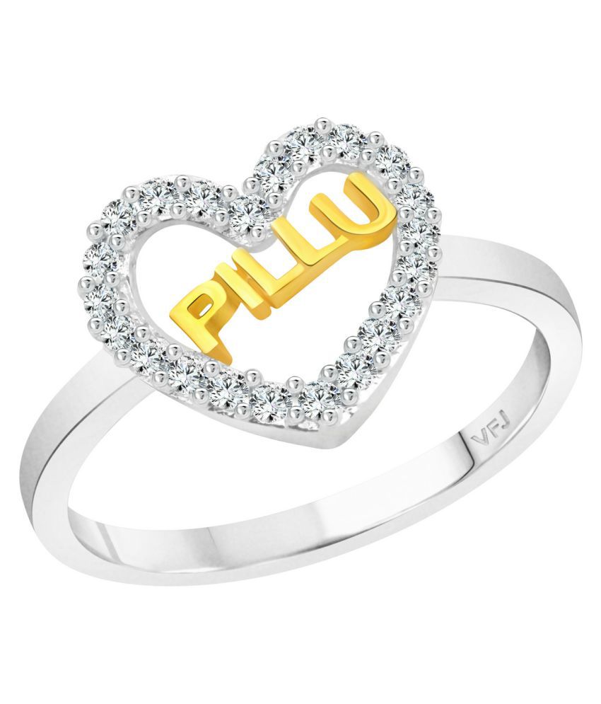     			Vighnaharta My Love "PILLU" CZ  Rhodium Plated Alloy Ring for Women and Girls - [VFJ1299FRR10]