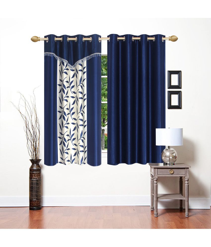     			Stella Creations Set of 2 Window Eyelet Curtains Floral Blue