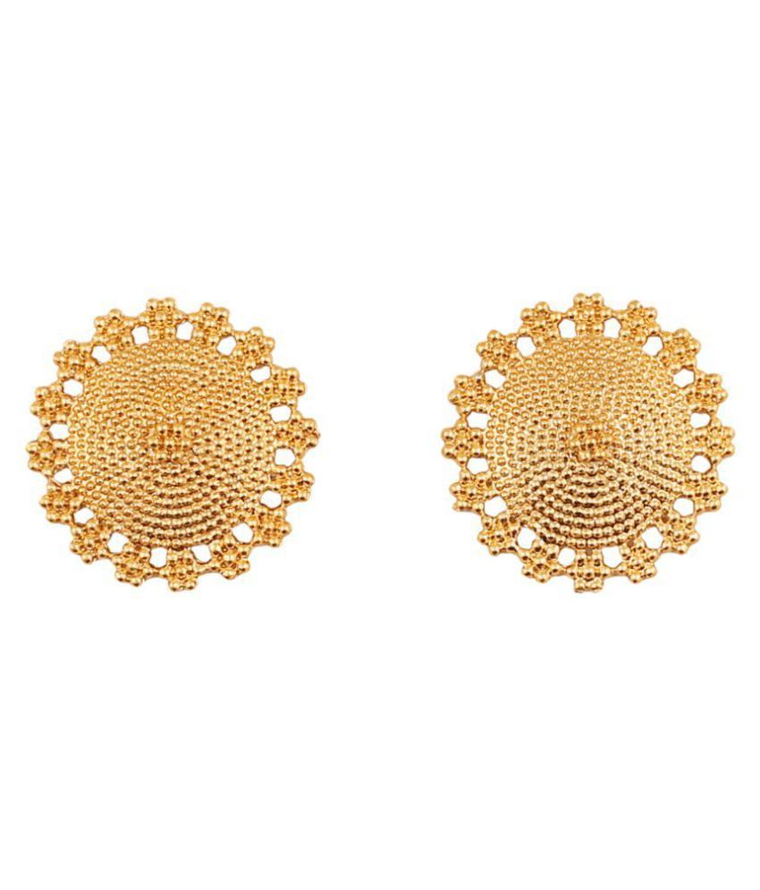 Touchstone Dramatic Mandala Round Earrings With An Intricate Pattern Touchstone Dramatic Mandala Round Earrings With An Intricate Pattern In Gold Tone For Women