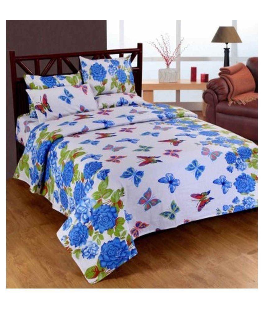 Panipat Textile Hub Cotton Double Bedsheet with 2 Pillow Covers Buy