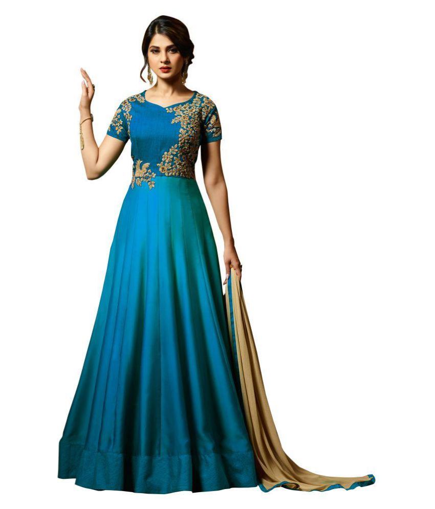 turquoise color gown