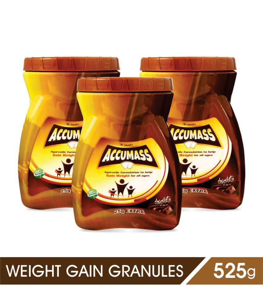 Accumass Weight Gainer Powder 525gm, Pack of 3 (Ayurvedic Weight Gainer for Men & Women)