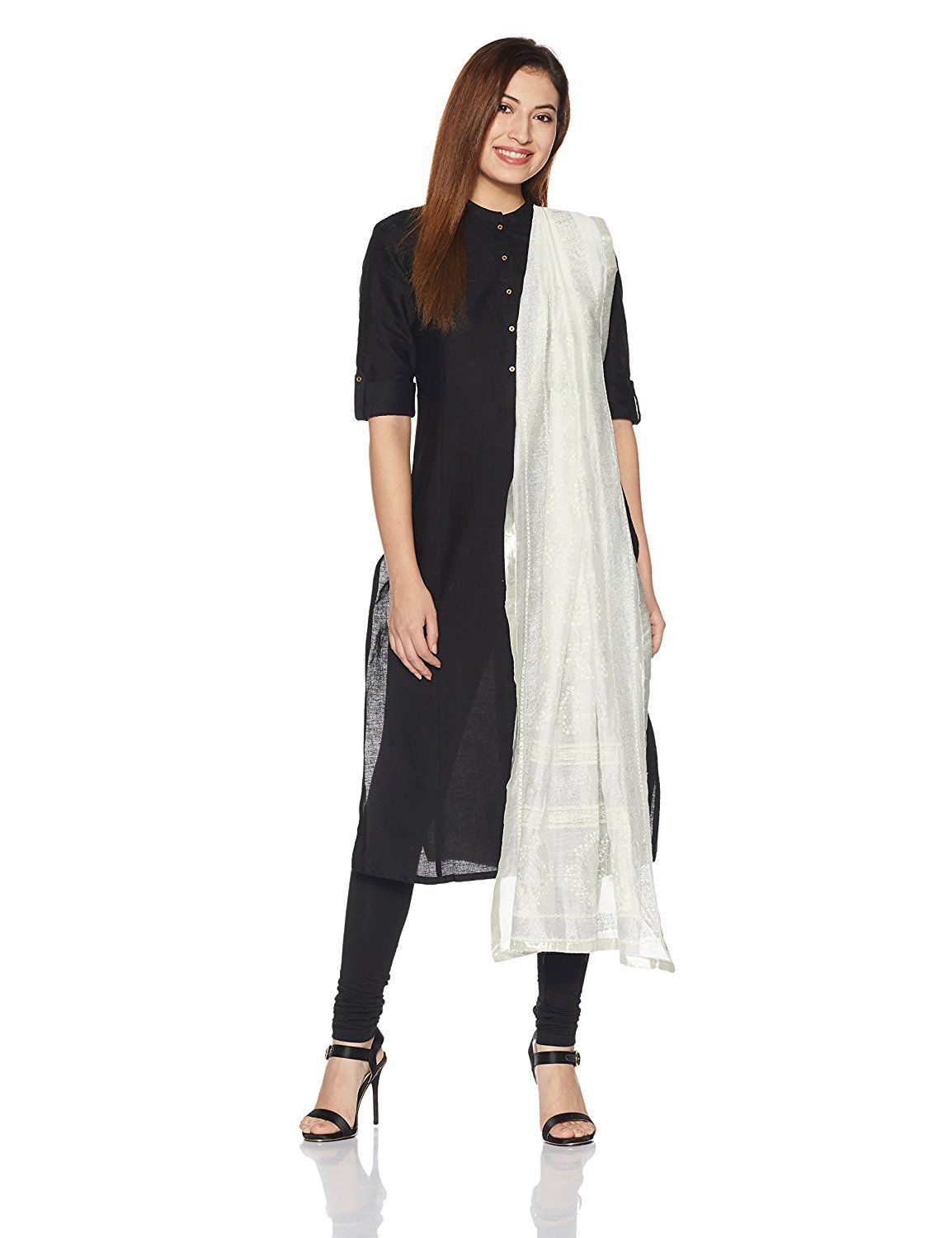 W Off White Viscose Aari Embroidered Dupatta Price in India - Buy W Off ...
