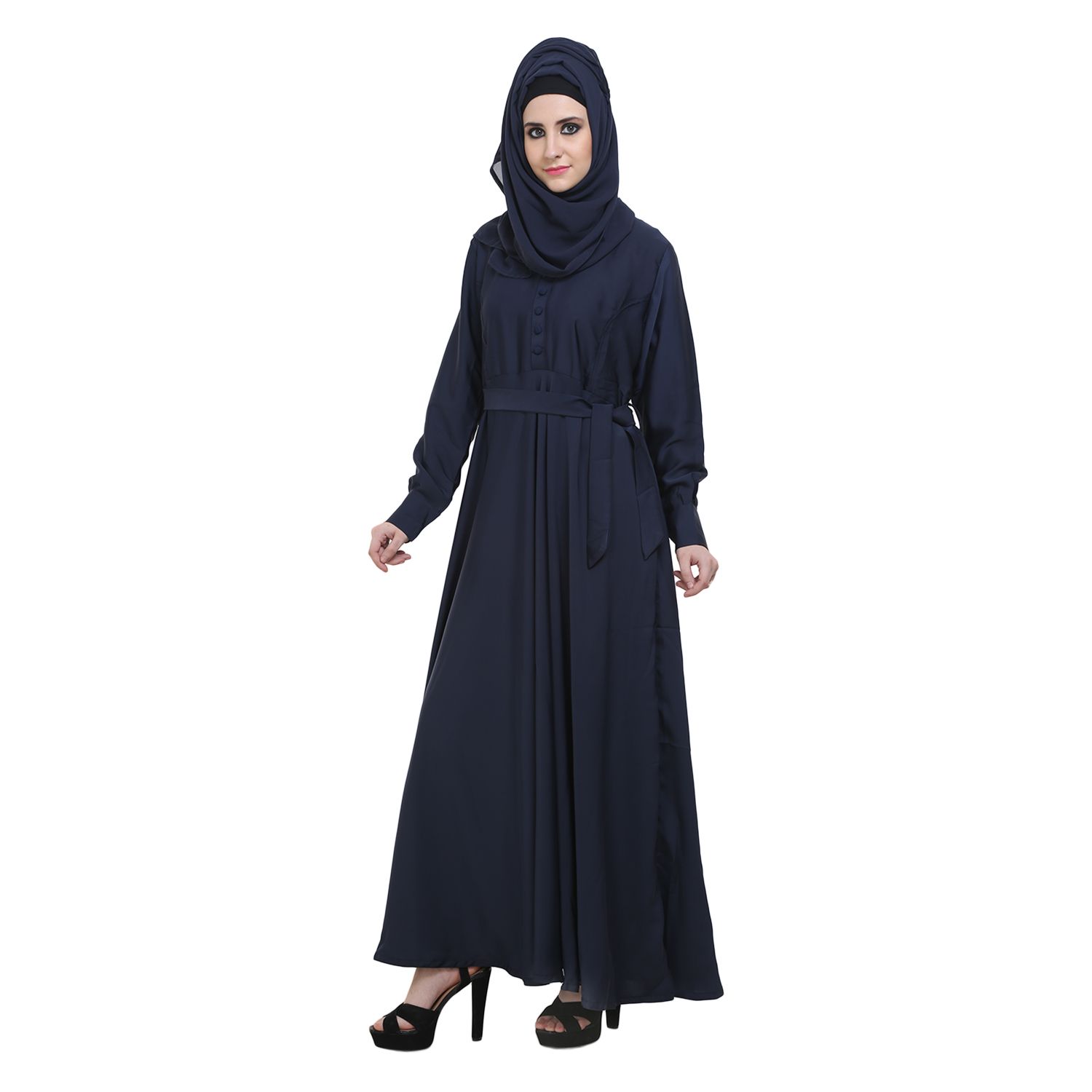 abaya Blue Crepe Stitched Burqas with Hijab Price in India - Buy abaya Blue Crepe Stitched 