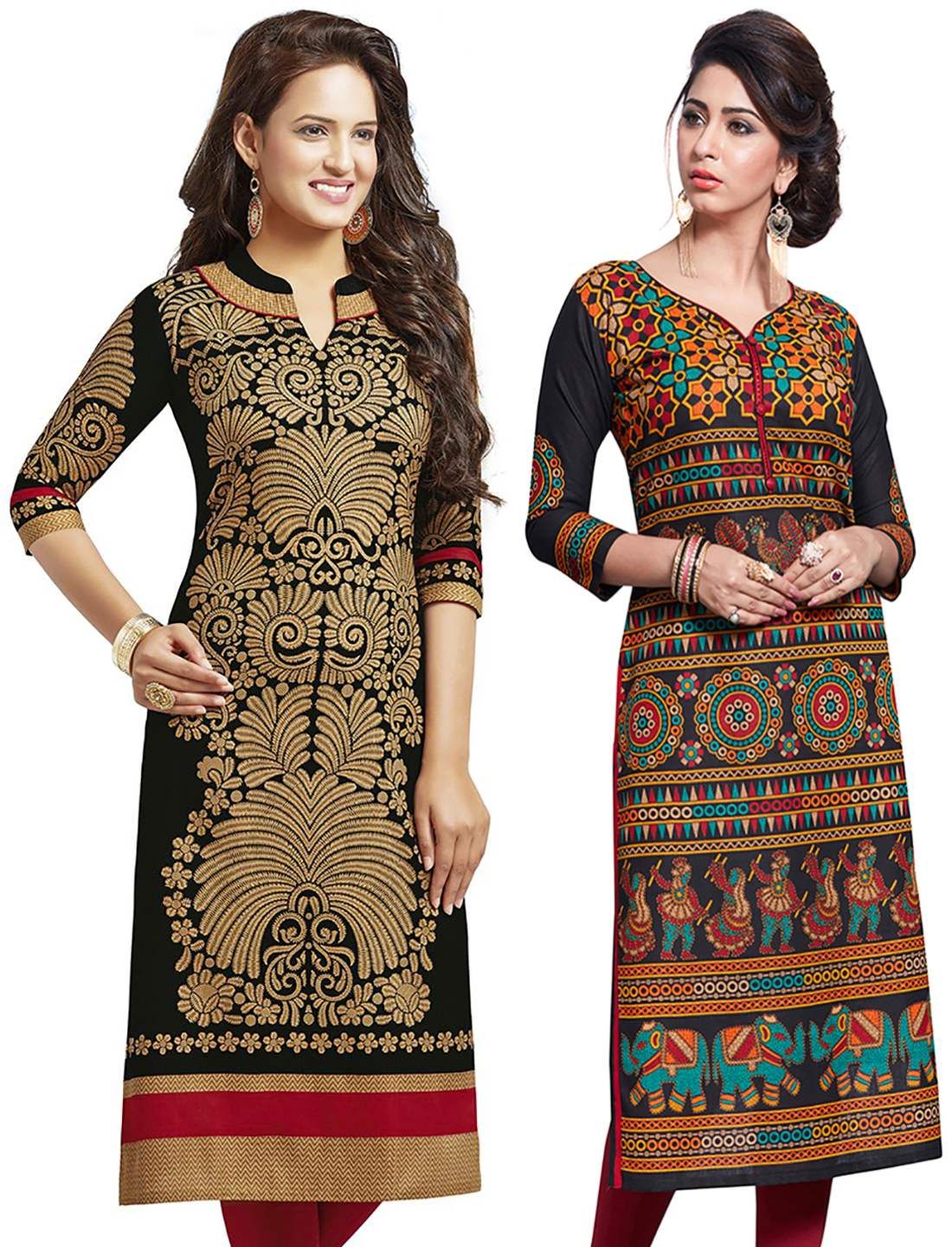     			Jevi Prints Black Cotton Printed Unstitched Kurti