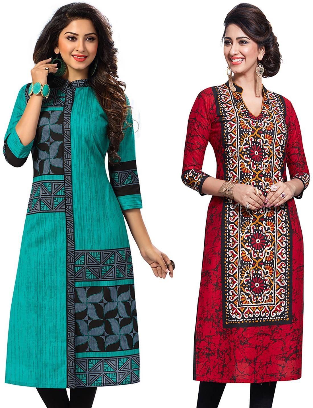     			Jevi Prints Multicoloured Cotton Printed Unstitched Kurti