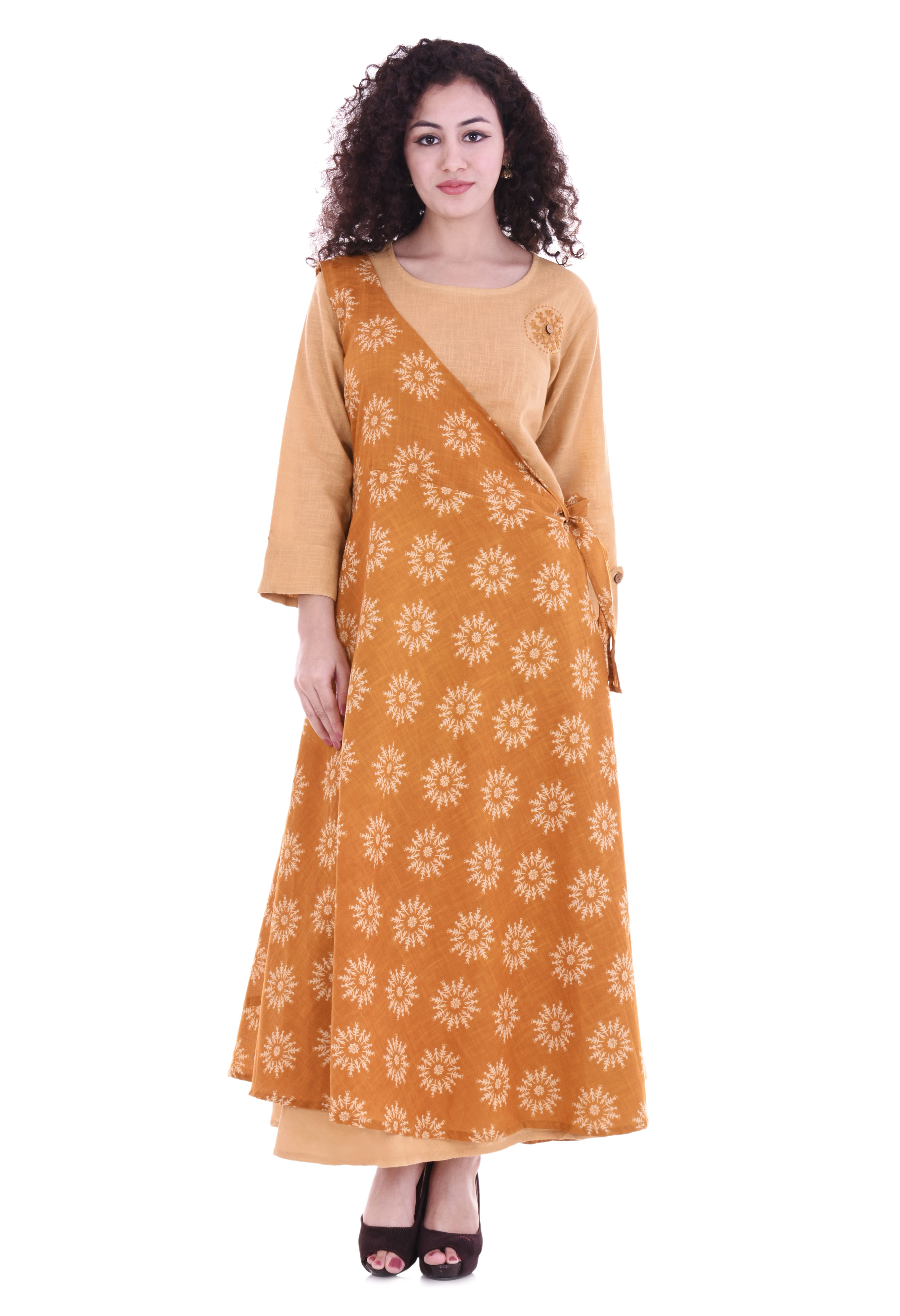 Samayra Looks Yellow Cotton Angrakha Kurti - Buy Samayra Looks Yellow ...