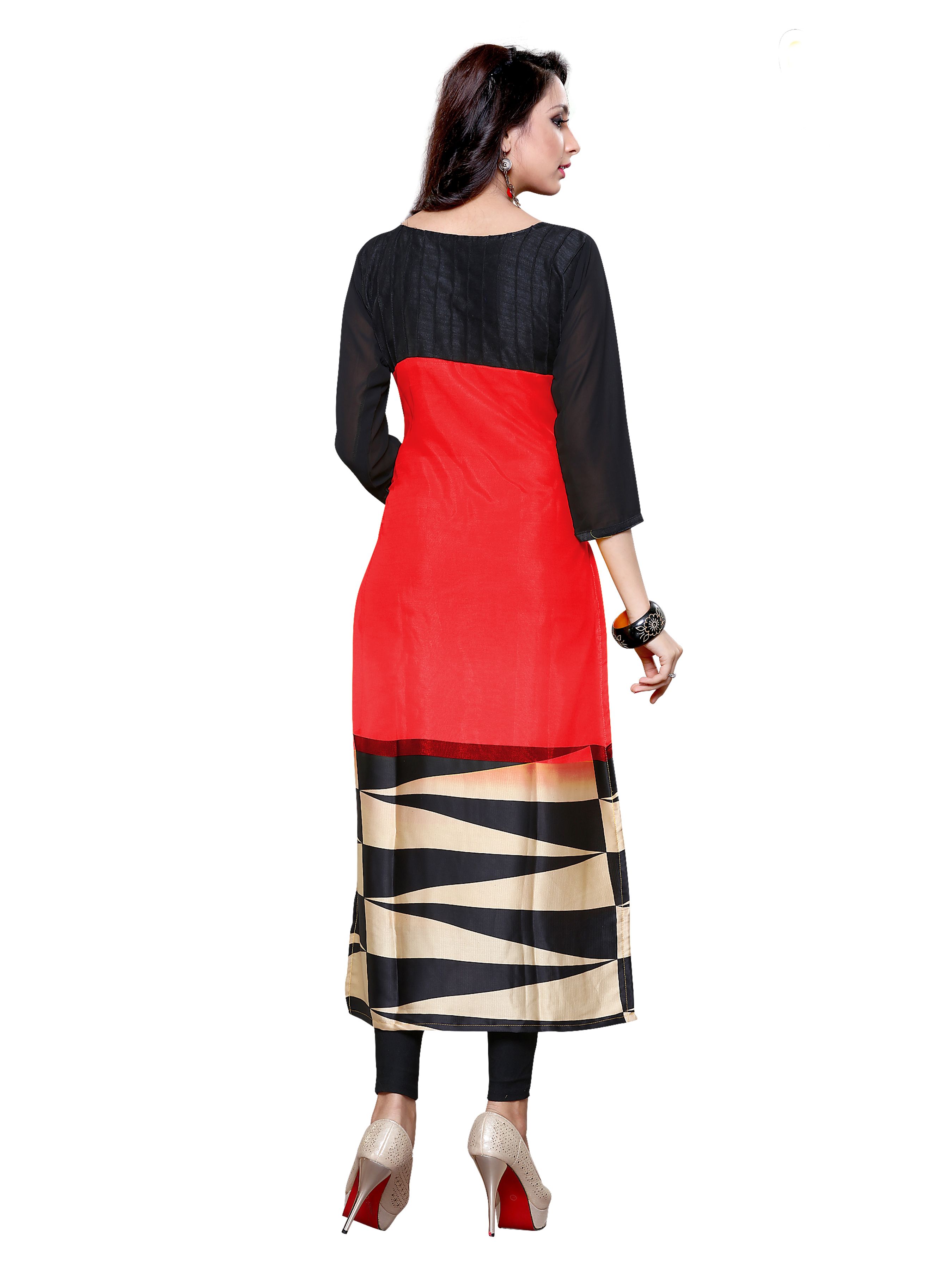 SA Red Georgette Straight Kurti - Buy SA Red Georgette Straight Kurti Online at Best Prices in 