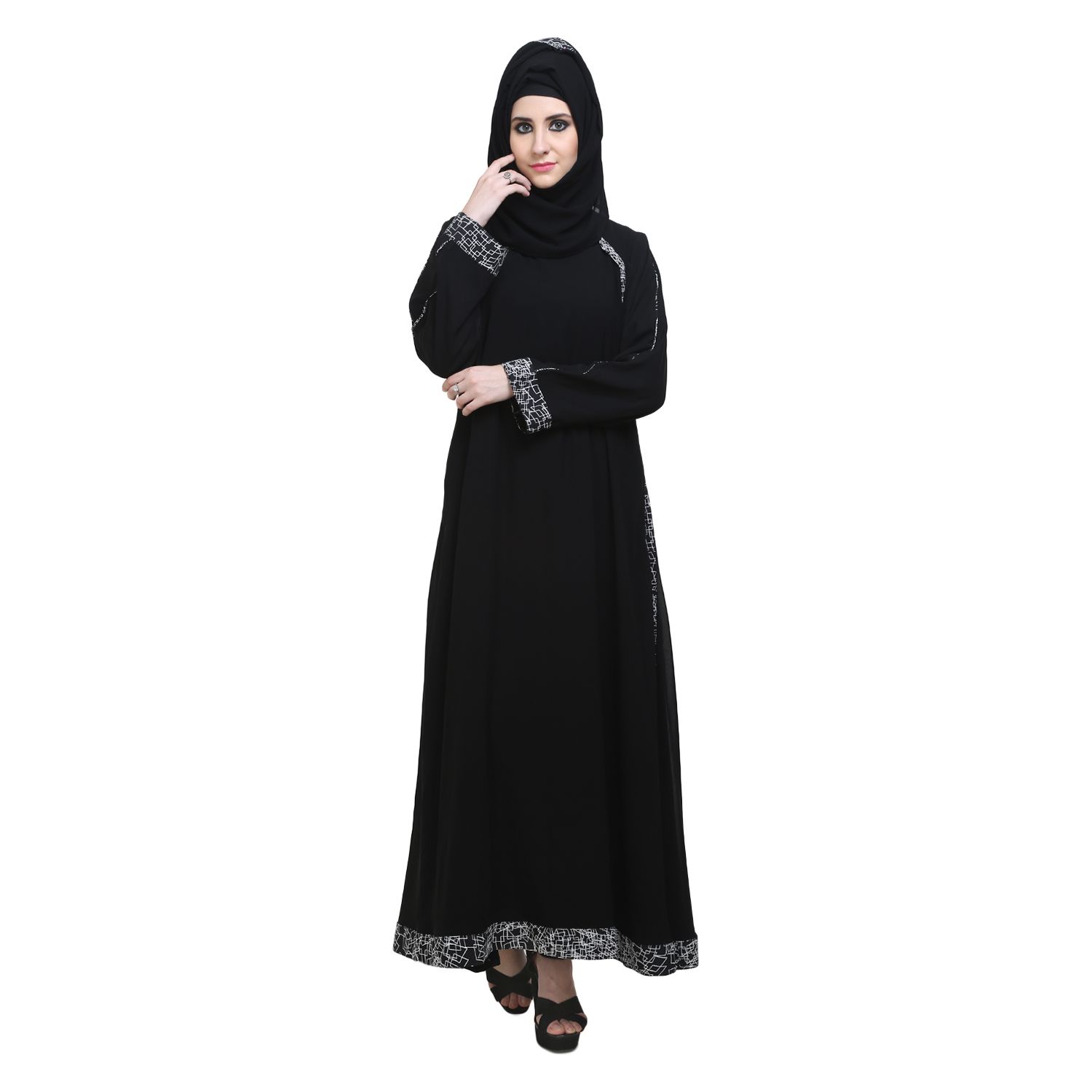 abaya Black Crepe Stitched Burqas with Hijab Price in India Buy abaya Black Crepe Stitched Burqas with Hijab