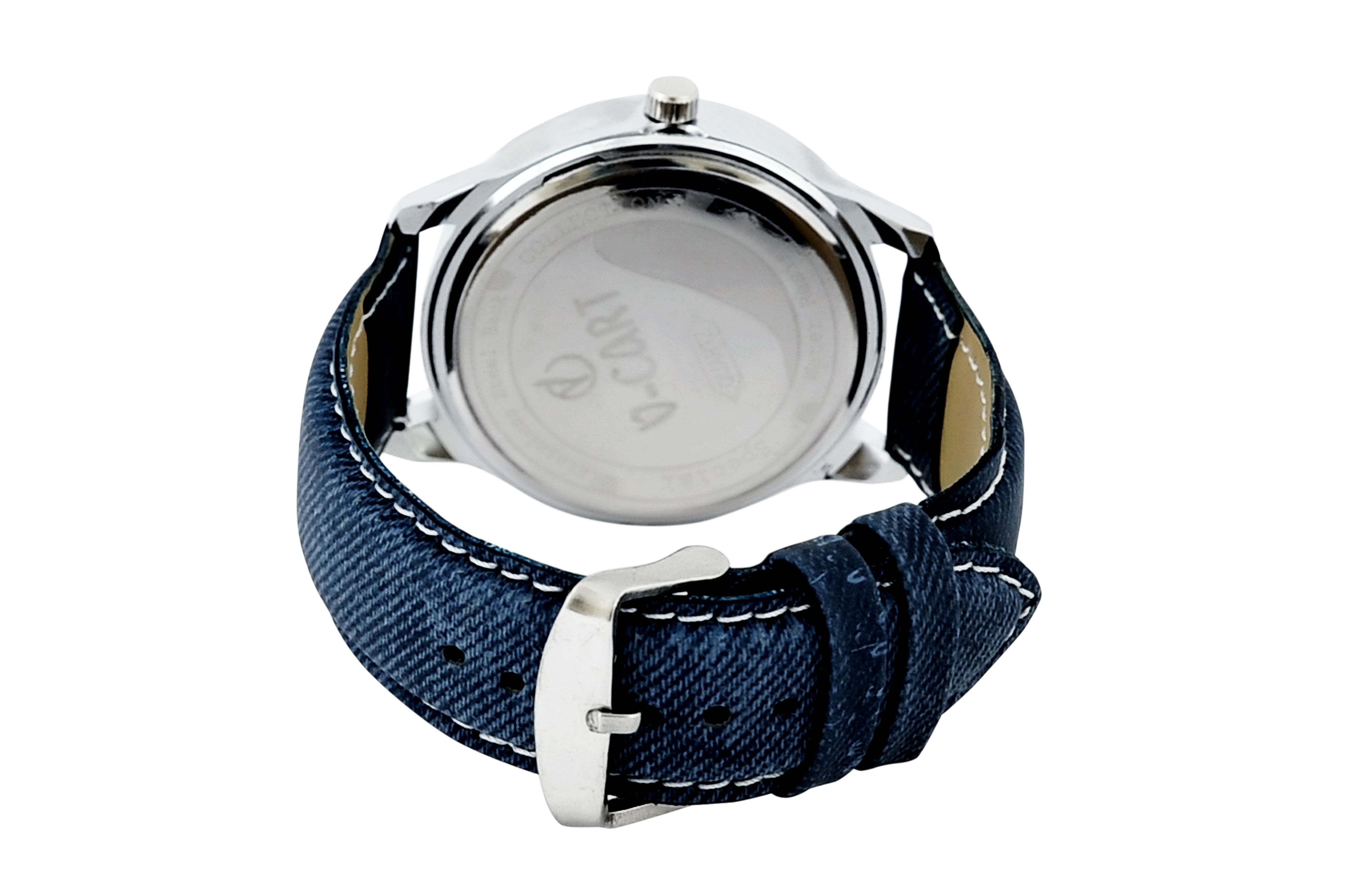 men fashion ex306 blue analog leather strap watch