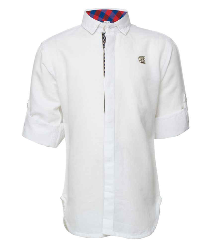     			OKS BOYS White color Satin fabric Full Sleeves casual Shirt for boys