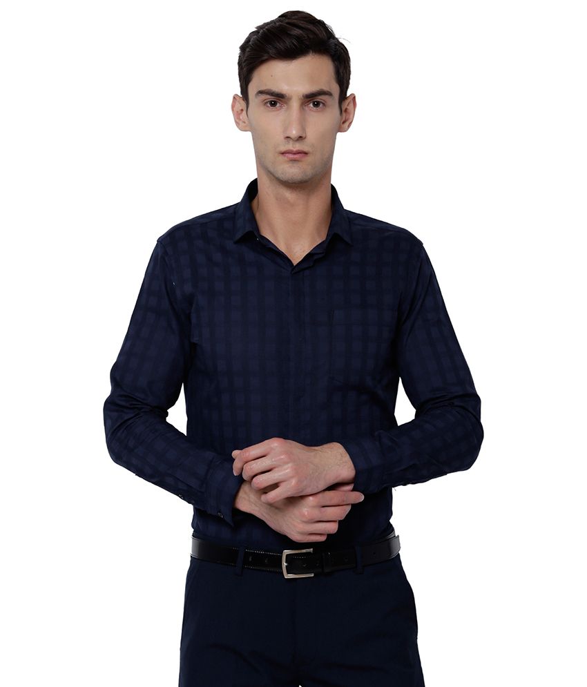     			Black Coffee Navy Slim Fit Formal Shirt