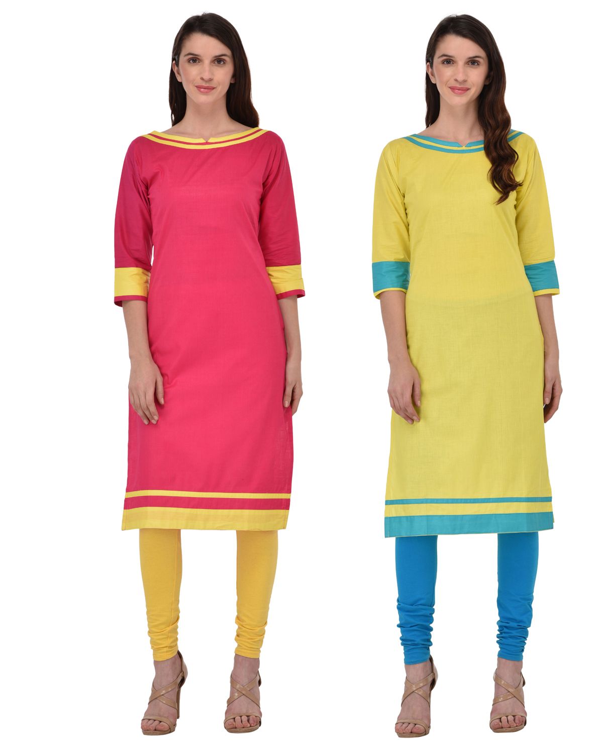 Yellow Colour Kurti Matching Leggings 