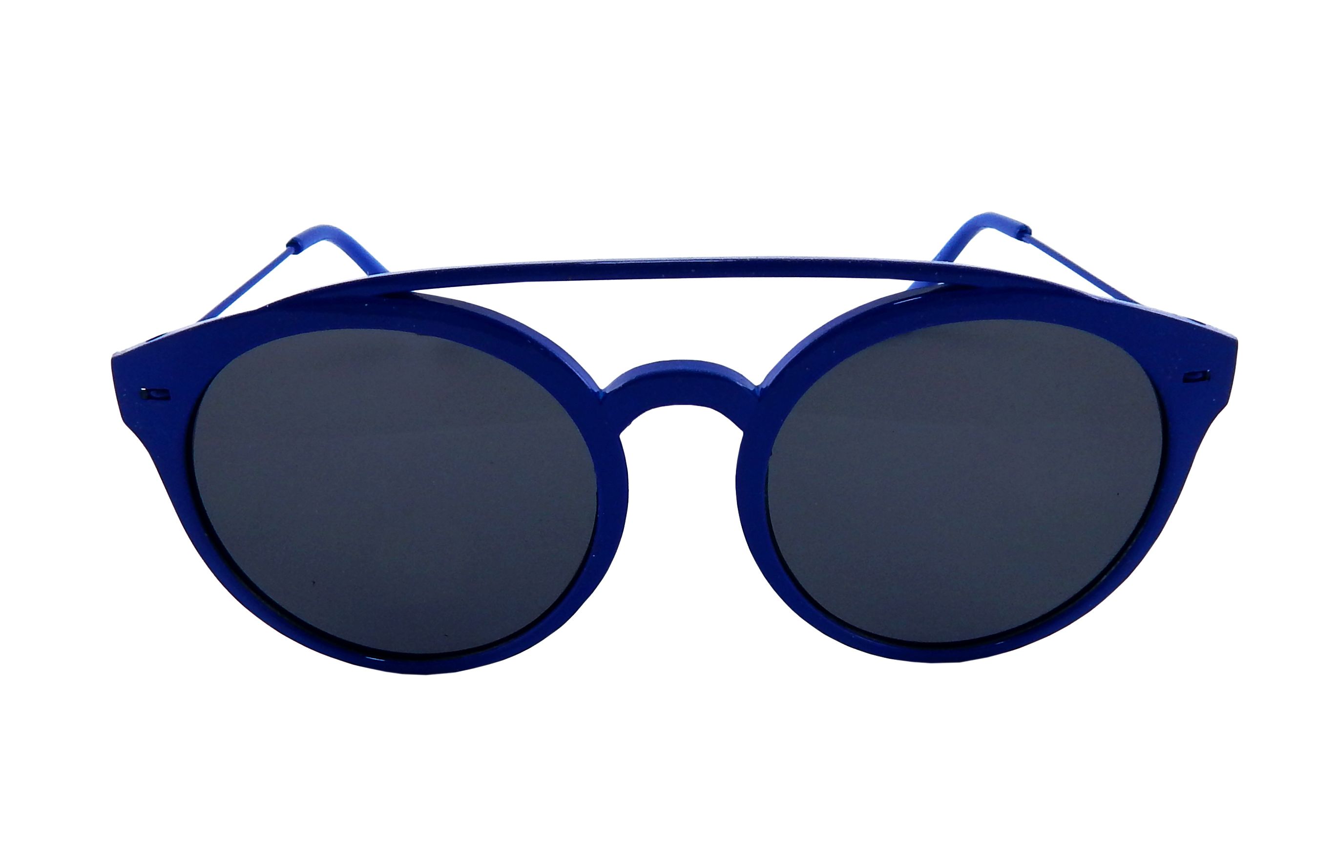 Buy ELS Kids Round Browbar Sunglass Boys & Girls Shades (Blue-Black ...