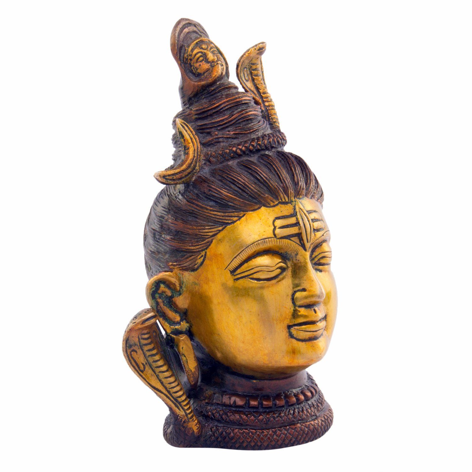 Kartique Brass Ganga dhara Shiva Face | Head | Murti | Meditating Shiv ...