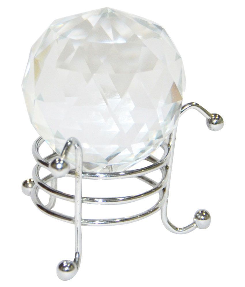     			King & Queen White Glass Feng Shui Crystal Diamond Cut Ball