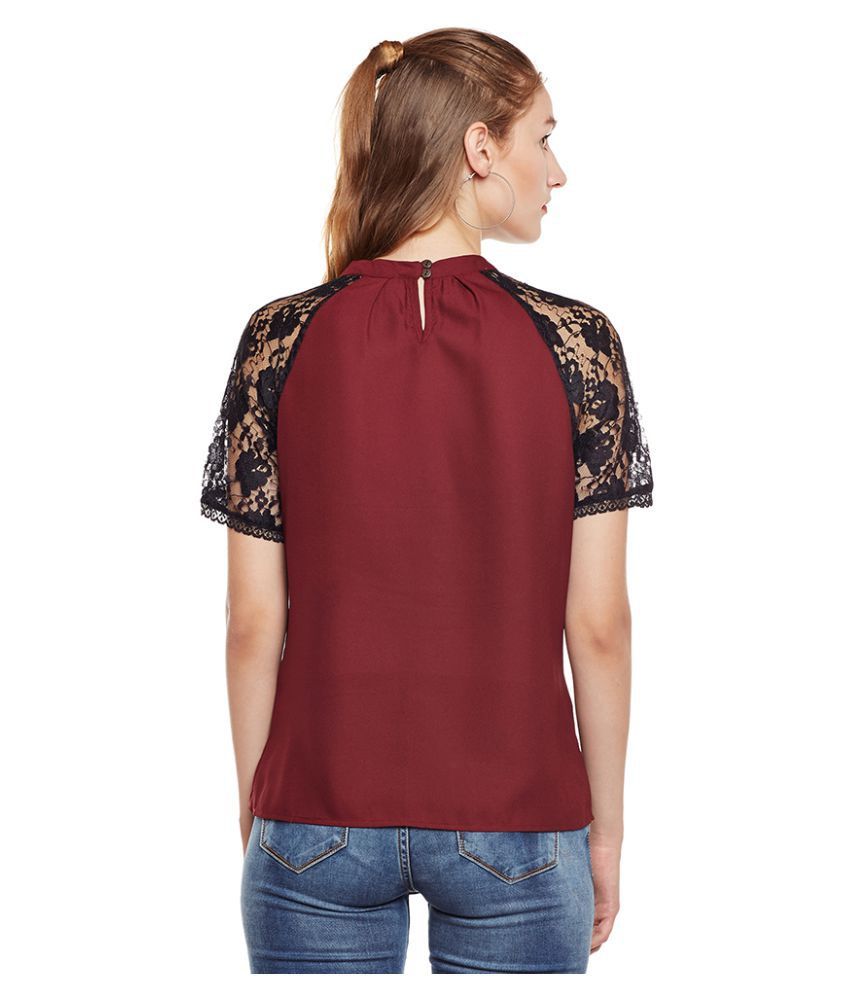 Oxolloxo Polyester Regular Tops Maroon Buy Oxolloxo Polyester