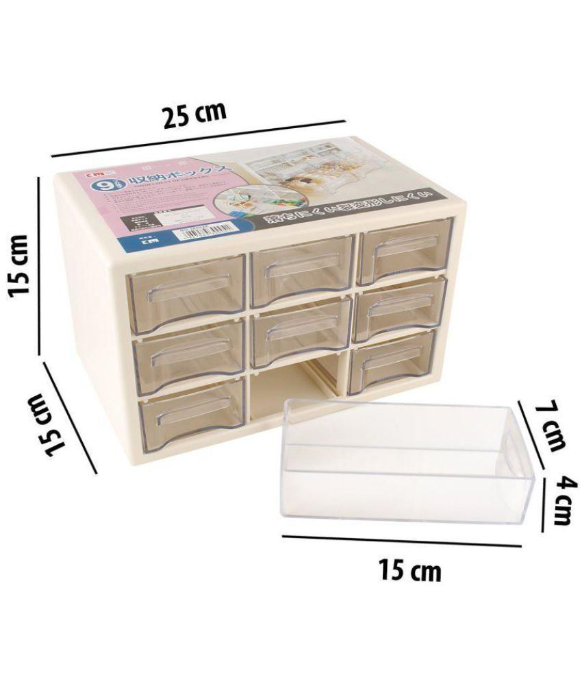 Swadec Compact Multipurpose Plastic Storage Container Box With 9 Swadec Compact Multipurpose Plastic Storage Container Box With 9 Drawers For Storing Various Items White