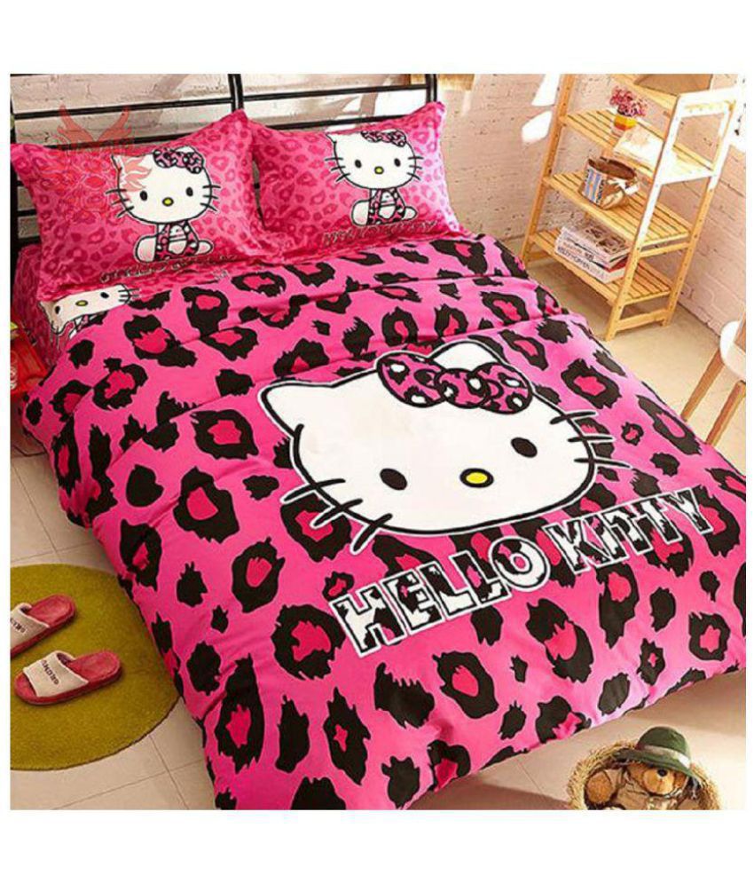 Upneja Handloom Hello Kitty Pink 3 D Double 1 Double Bed Sheet