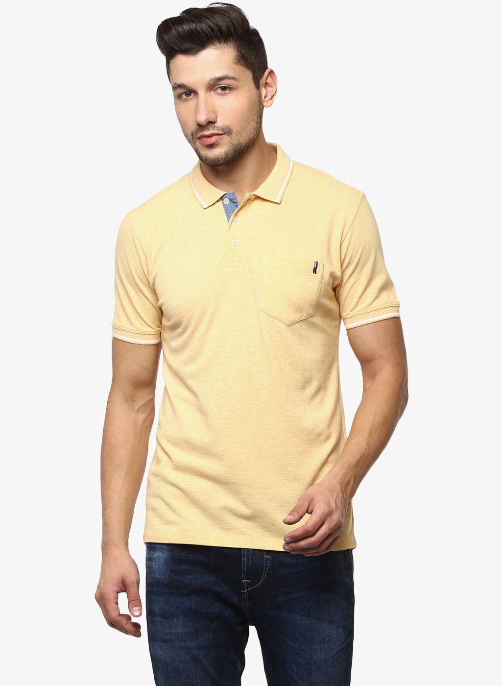 yellow slim fit polo