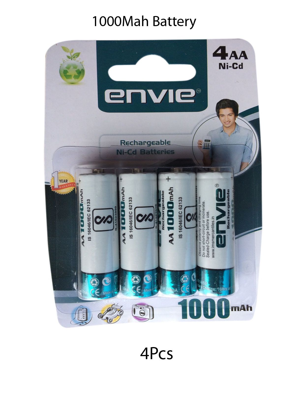     			Envie 1000 mAh Rechargeable Battery 4