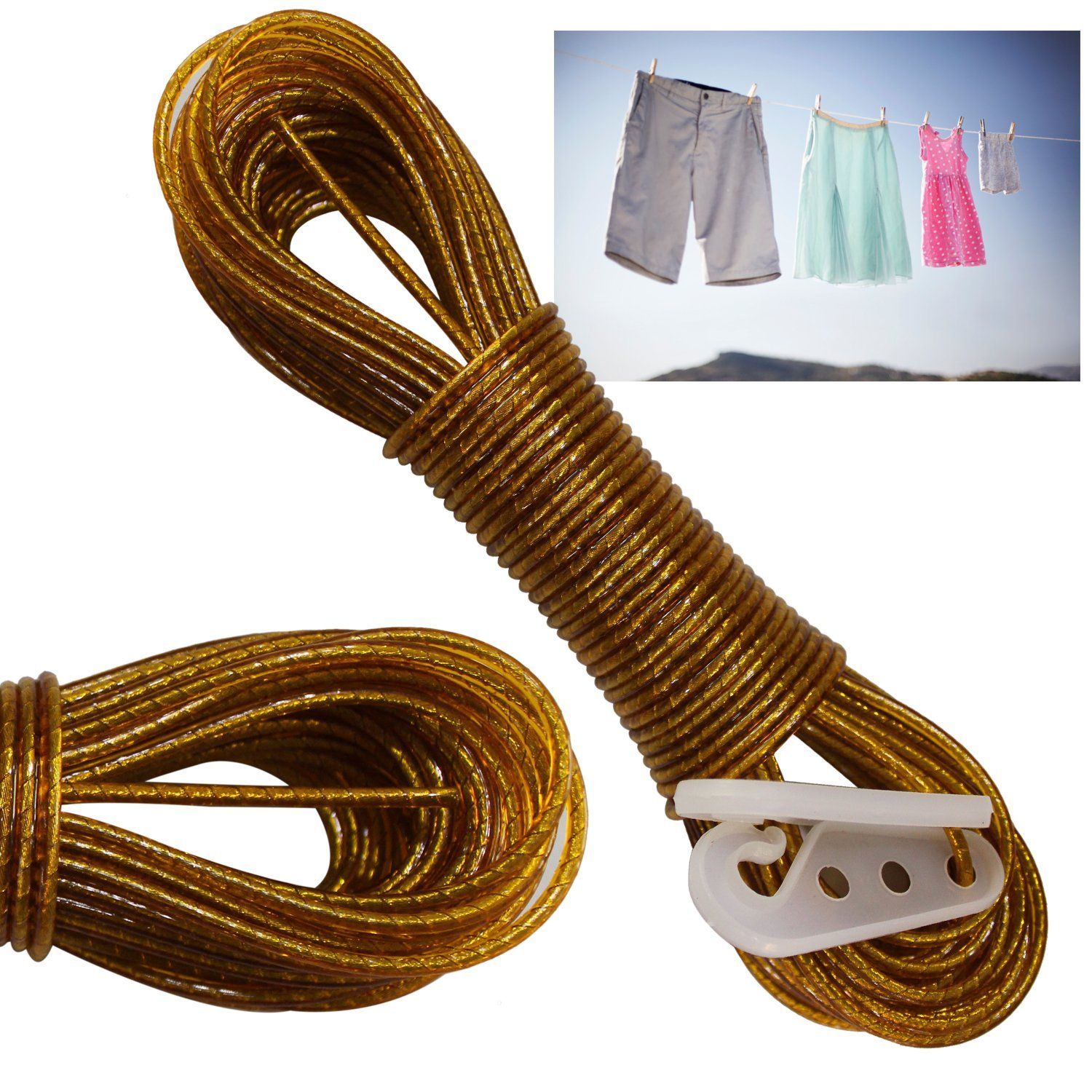 AllExtreme 20 meter PVC Coated Steel AntiRust Wire Rope Washing Line