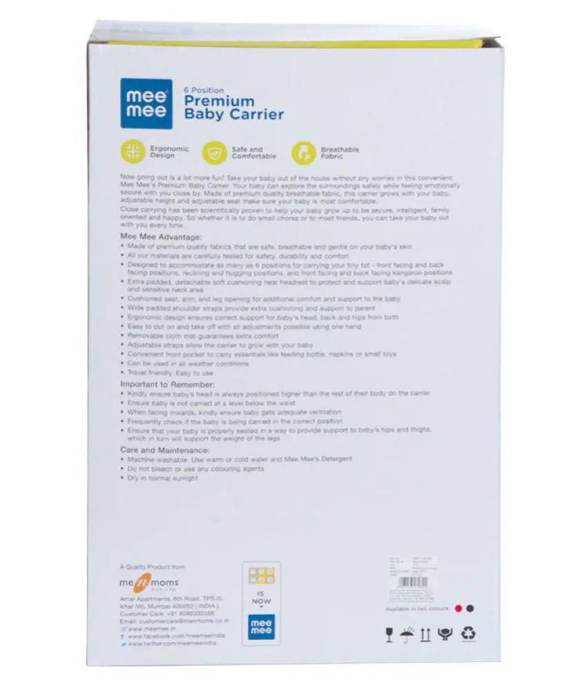 mee mee 6 position premium baby carrier