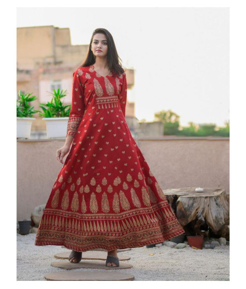 red anarkali kurti online