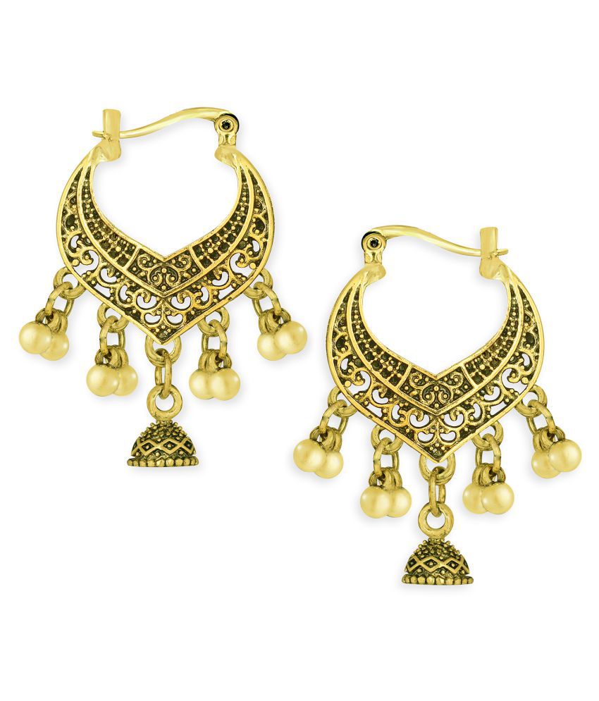     			Spargz Ethnic Traditional Hoop Gold Oxidized Plated Alloy Earring For Women