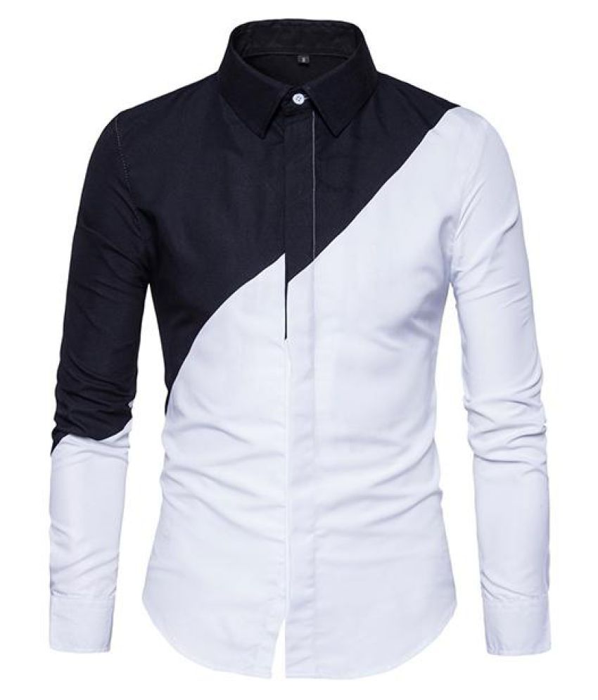 White Splicing Stylish Designer Shirt 