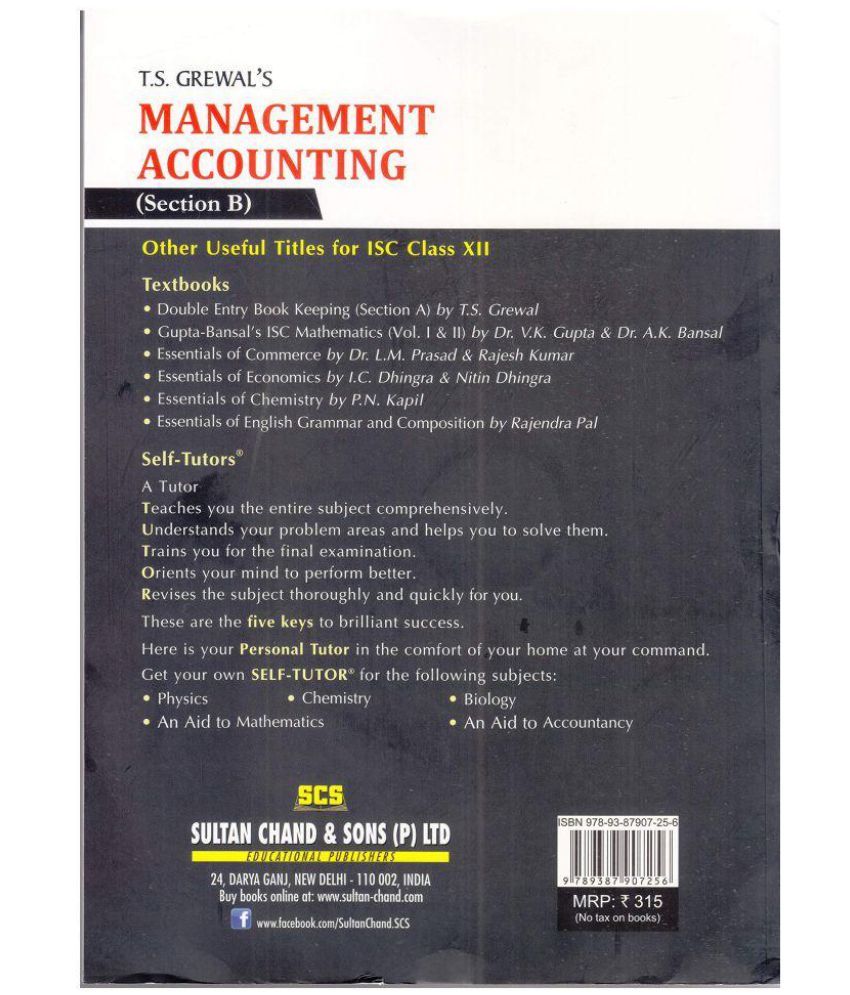 T.S. Grewal's Management Accounting (Section B) - Textbook For ISC ...