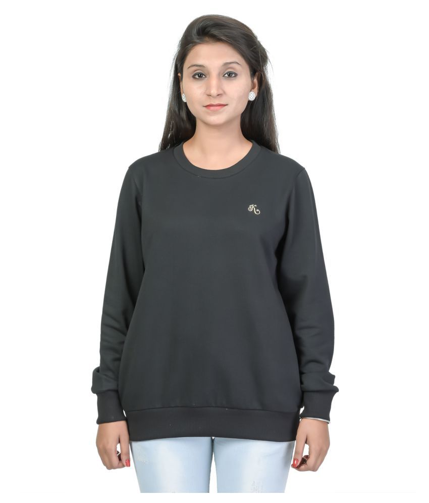     			Kaily Cotton - Fleece Black Non Zippered Sweatshirt