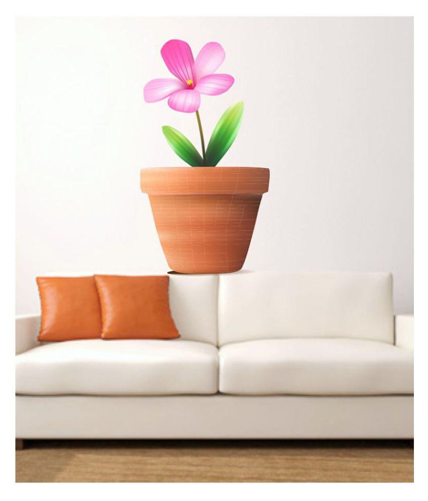 StickMe Realistic Flower Pot Wall Sticker SM 055 Nature Sticker ( 100