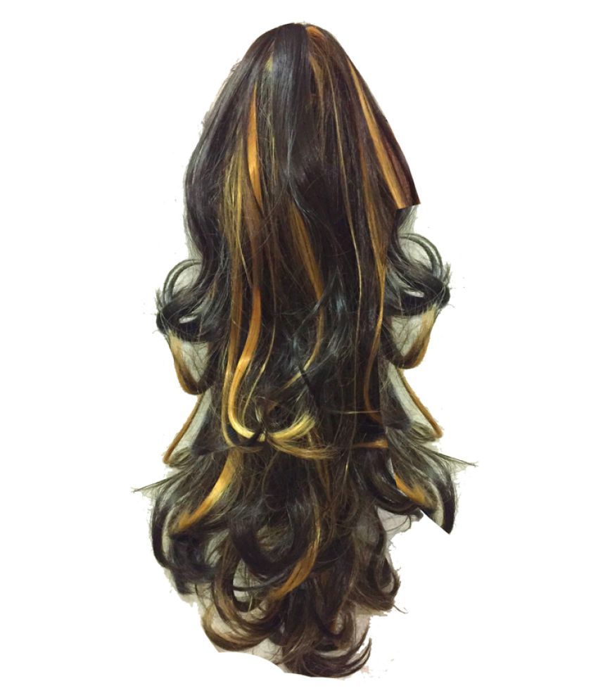 Myasa Wavy Clip In Hair Extension Highlight Brown Buy Myasa Wavy