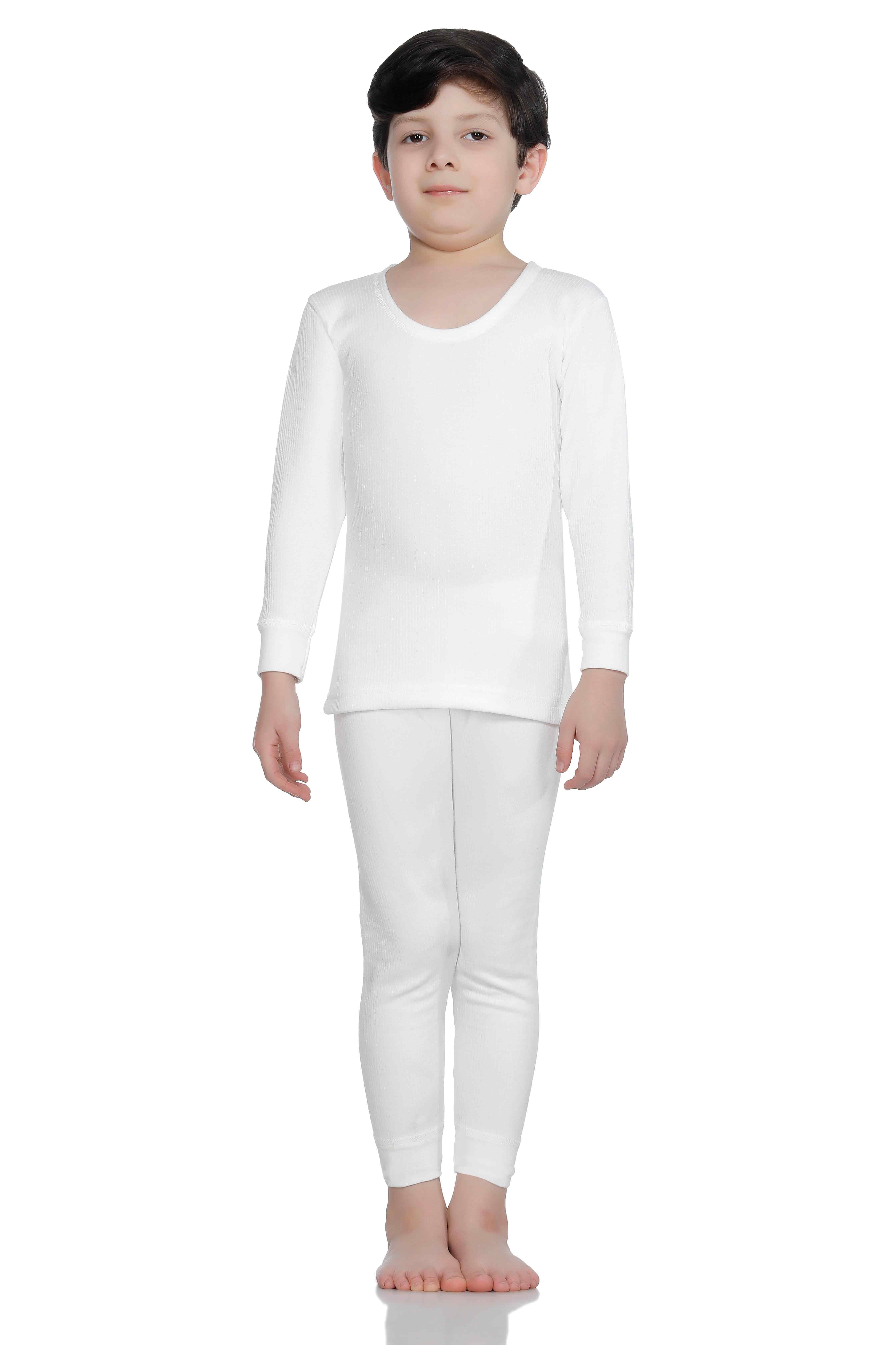     			Bodycare Insider Off White Solid Kids Thermal Top & Bottom Set