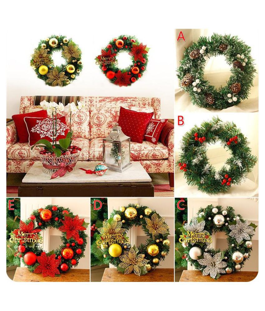Pine Needles Band Christmas Decoration Garland Xmas Door Wreath Decor ...