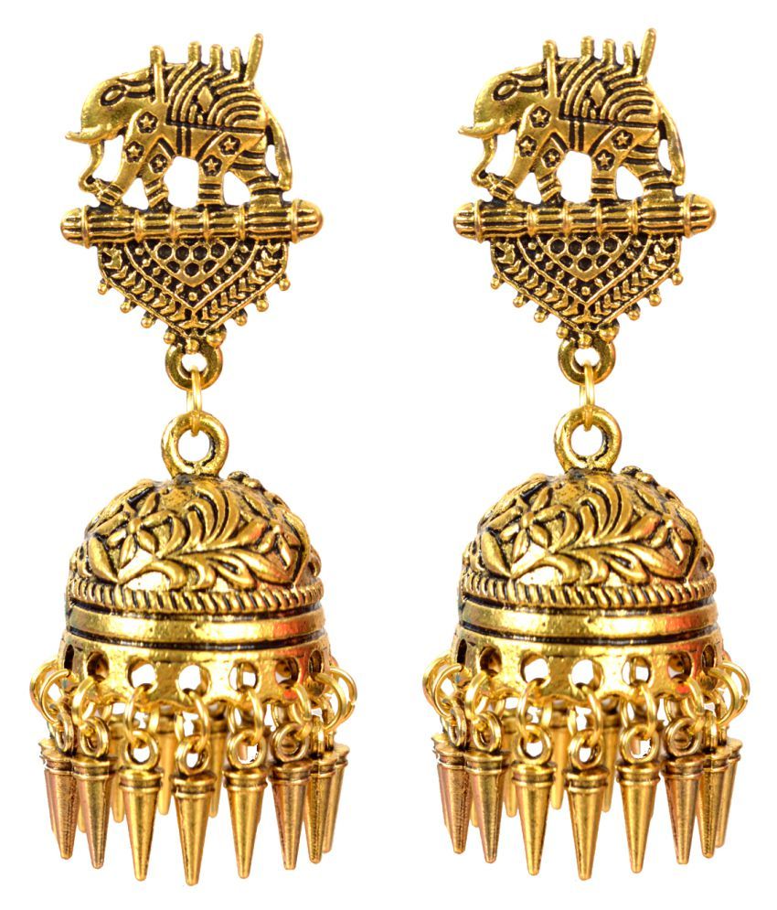 oxidised gold jhumka