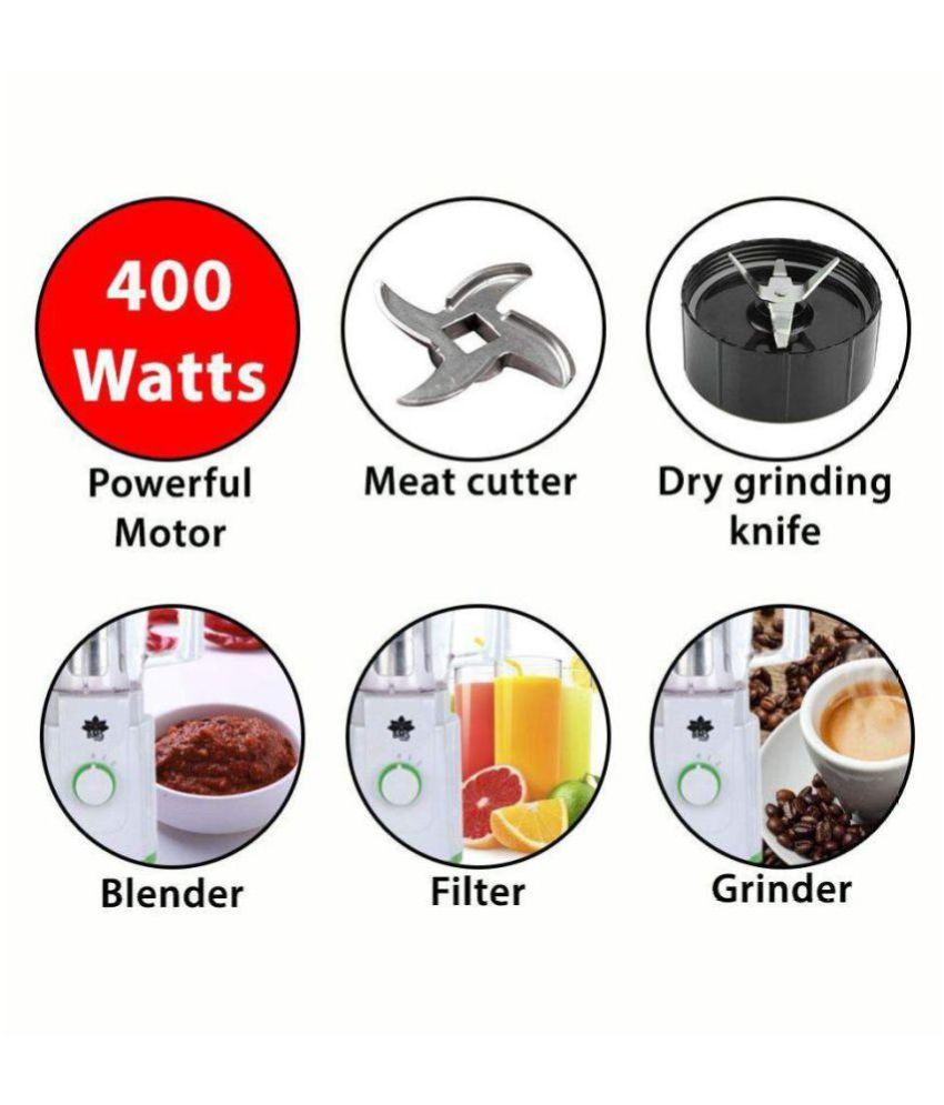 BMS Lifestyle Multi Purpose Use 400 Watt 3 Jar Juicer Mixer Grinder