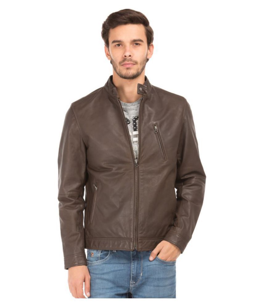 us polo brown leather jacket