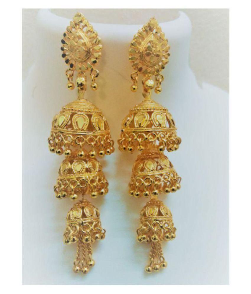 3 layer earrings gold